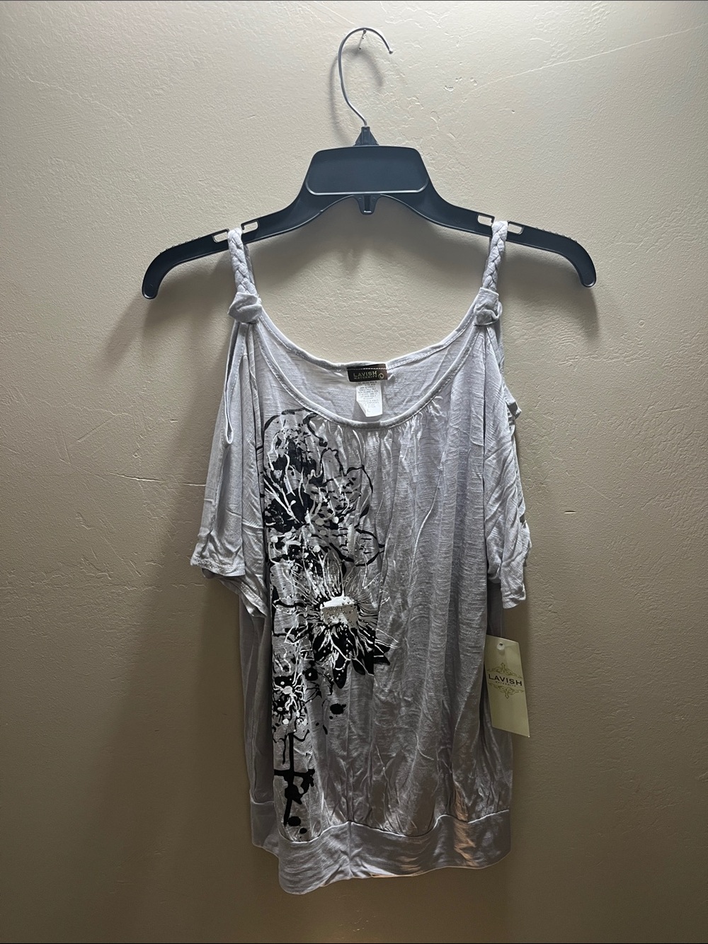 Lavish Alice White Cold-Shoulder Floral Graphic Camisole Top